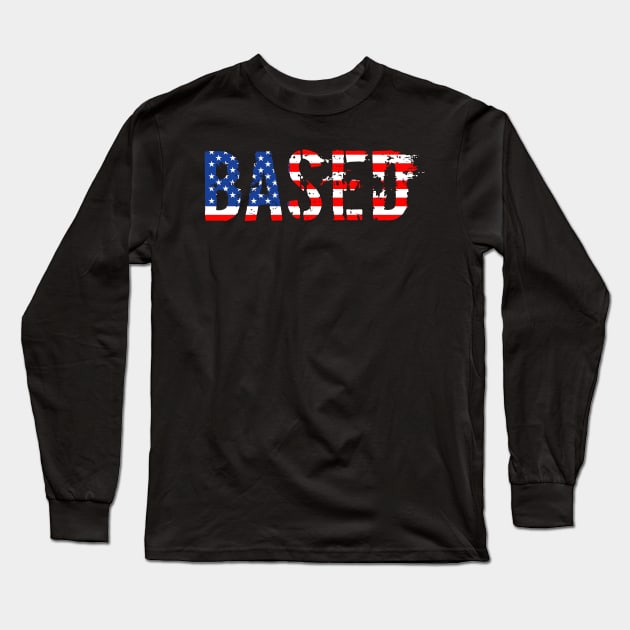 Based Meme American Flag for Men & Women Long Sleeve T-Shirt by Vermilion Seas